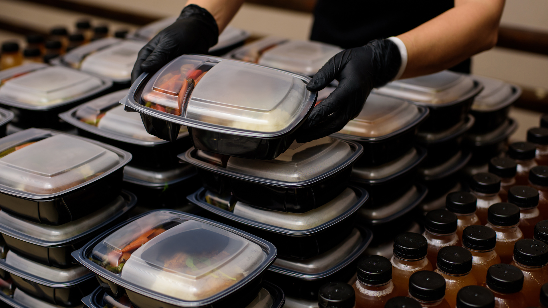 caterer prepping for office lunch catering