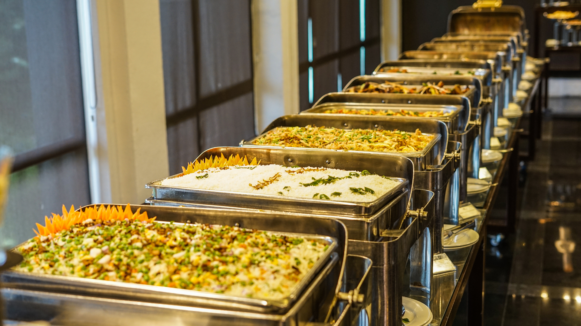 food in a buffet catering